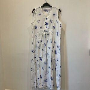 Boho long white summer cotton dress with slip